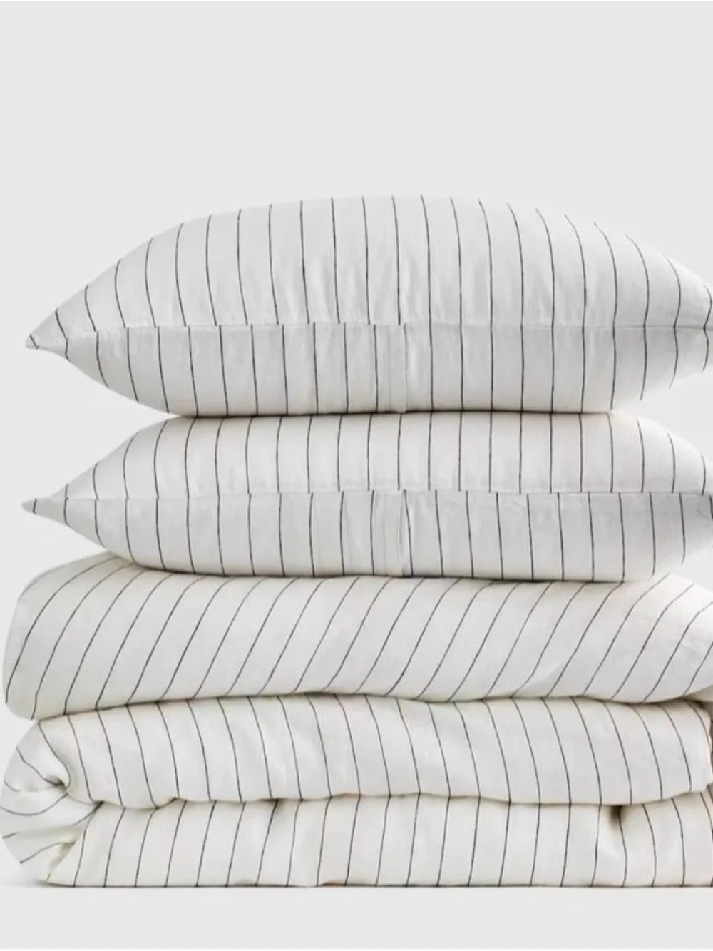 NEW Quince KING Pencil Stripe European Linen Stripe Duvet Cover SET $224